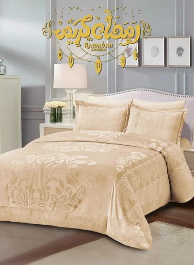 Master Home Textile Velvet Comforter Sets, 5 Pcs Single Size, Fits 120 x 200 cm Single Size Bed, With Removable Filling, Soft, Warm